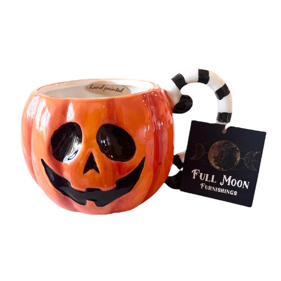 🎃🧡 JACK O’LANTERN Smiling Halloween Pumpkin Mug Full Moon Furnishings NEW - Picture 1 of 3